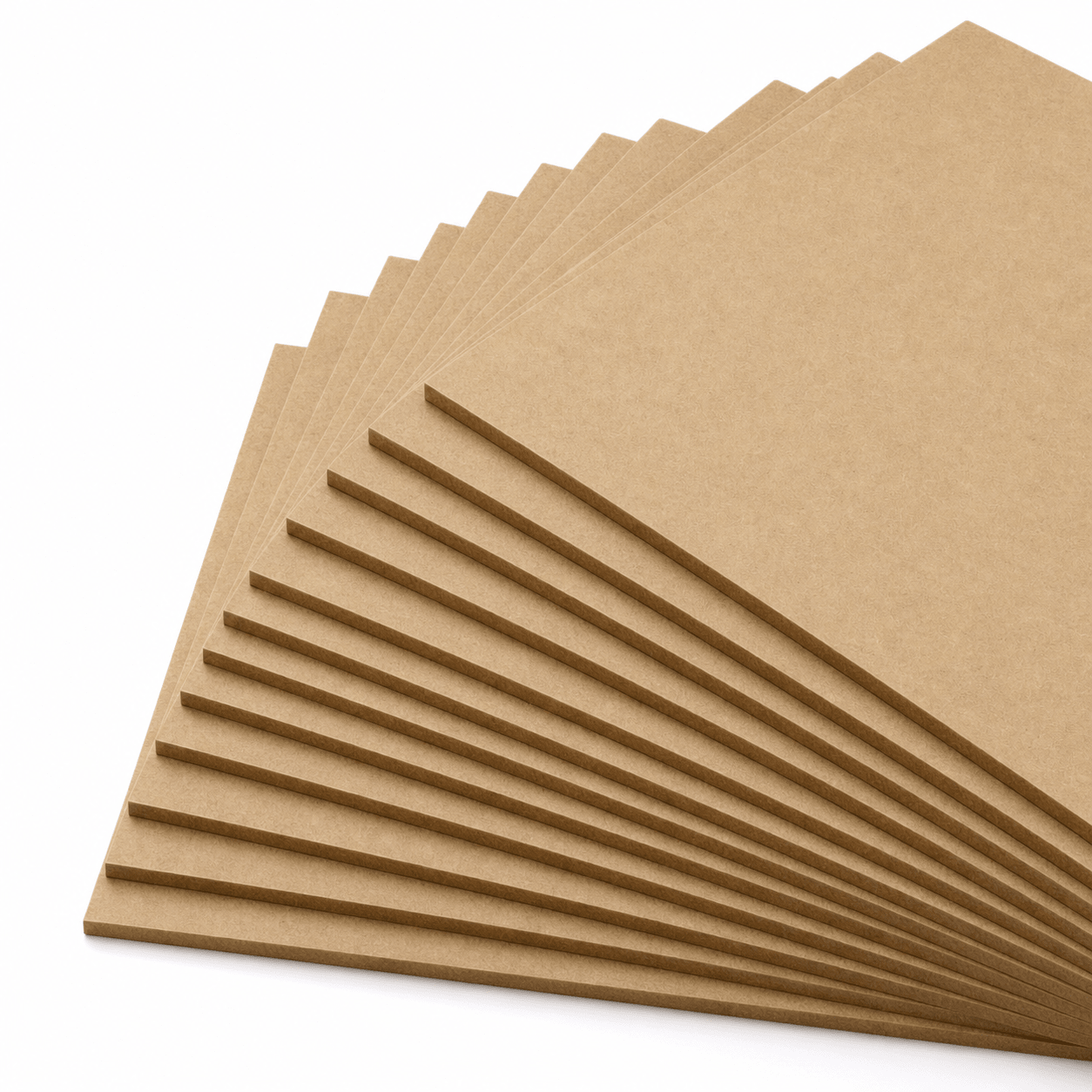 Materialfächer mit braunen MDF-Platten aus dem Materialpaket