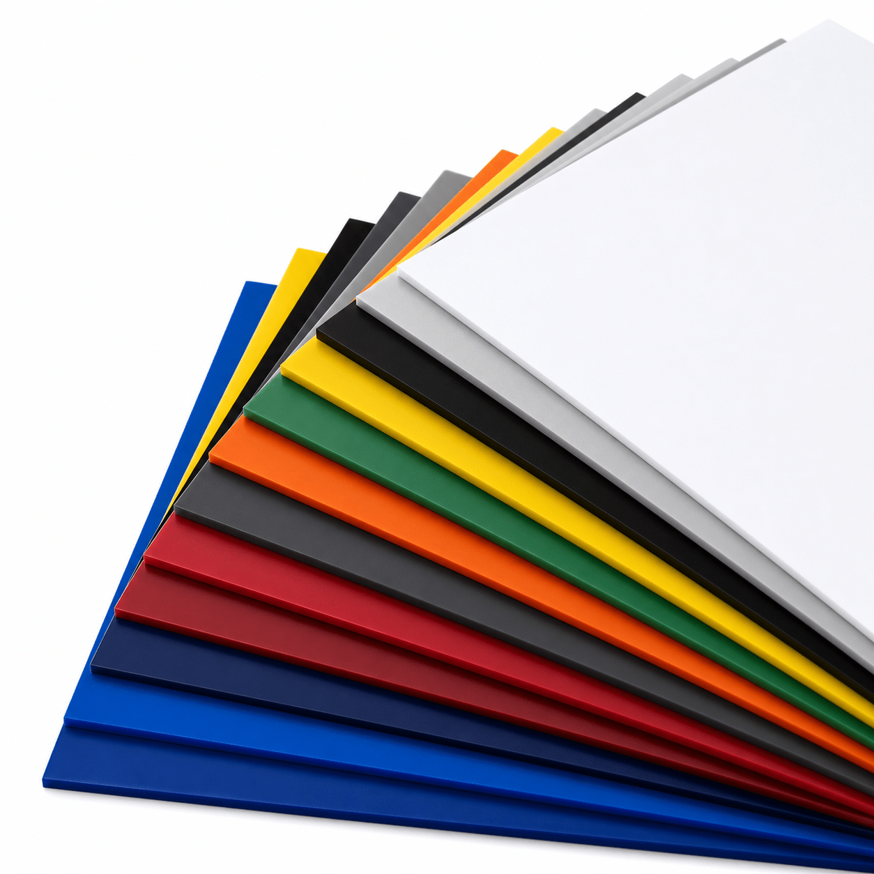 Materialfächer mit Schildermaterialien in verschiedenen Farben