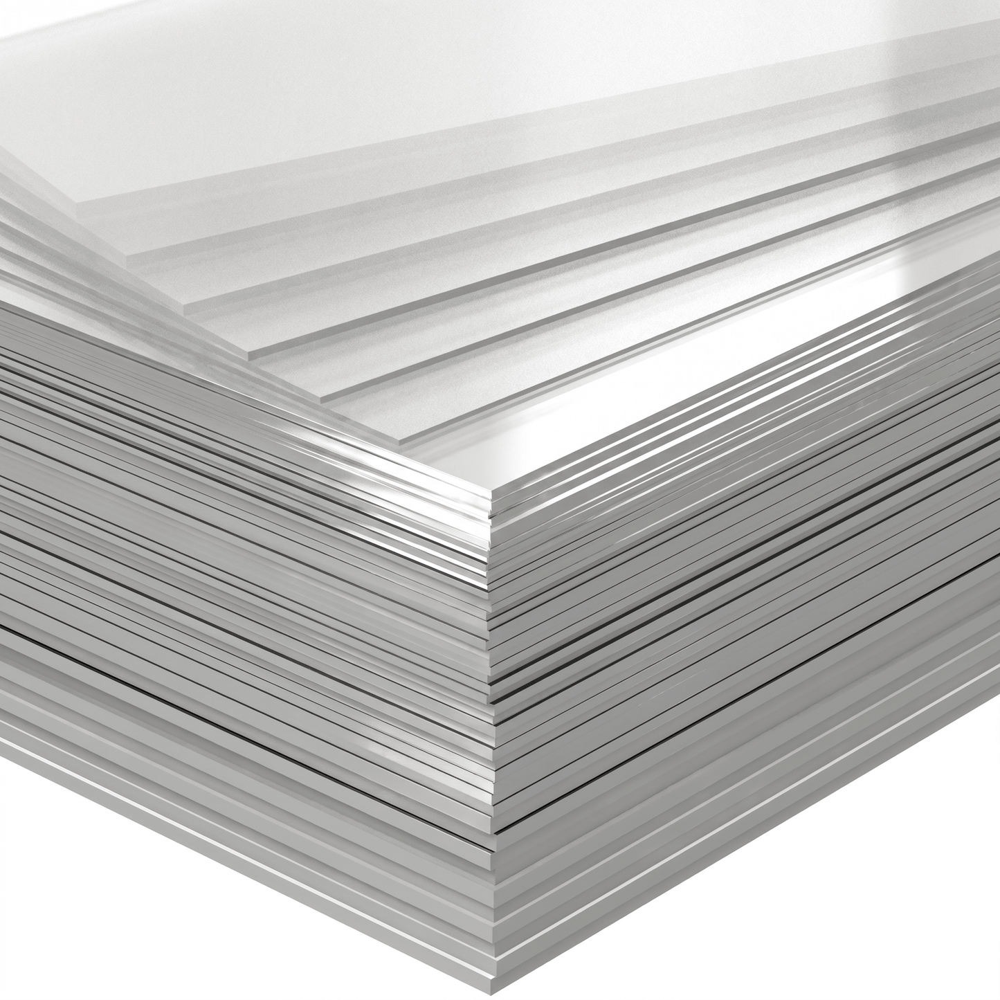 Gestapelte transparente Acrylglasplatten aus dem Materialpaket